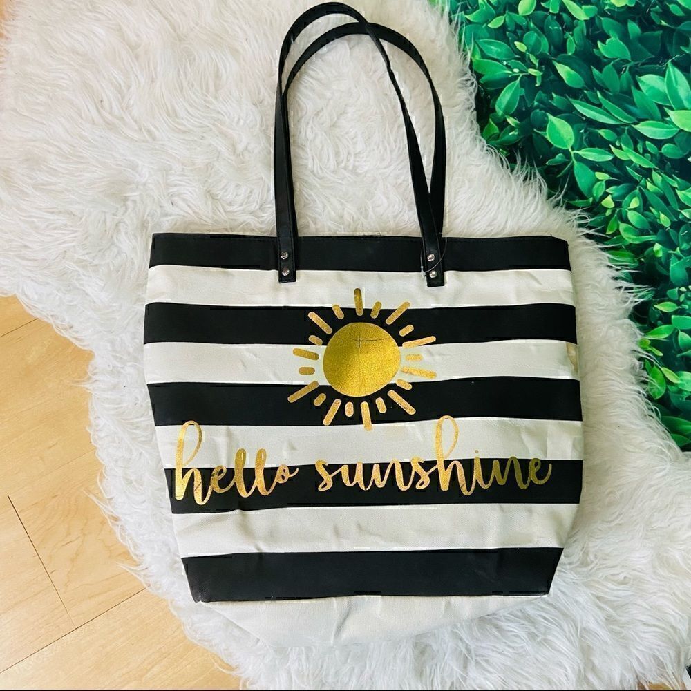 Beach / pool hello sunshine striped tote